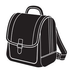 School bag silhouette black vector icon