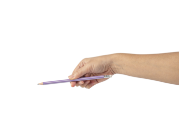 Pencil in hand on transparent background