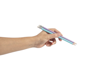 Pencil in hand on transparent background