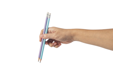 Pencil in hand on transparent background