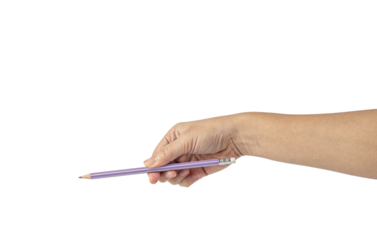 Pencil in hand on transparent background