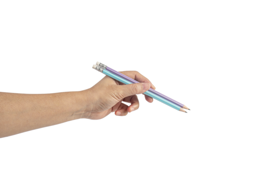 Pencil in hand on transparent background