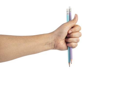 Pencil in hand on transparent background - Powered by Adobe