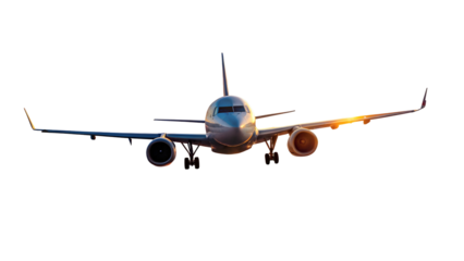 Commercial airplane gleaming in sunlight, ready for take off, perfect for travel and business themes, showcasing aviation and modern transportation solutions