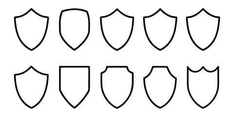 Security shield vector line icon set, Security shield outline symbol, badge outline