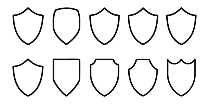 Security shield vector line icon set, Security shield outline symbol, badge outline