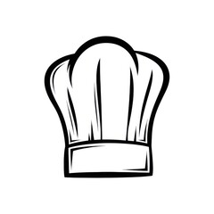 Sketch of a traditional tall chef s hat isolated on white background