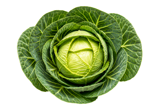 Fresh green cabbage head with vibrant leaves, perfect for healthy recipes and dietary concepts, bring a touch of nature's goodness to your project.
