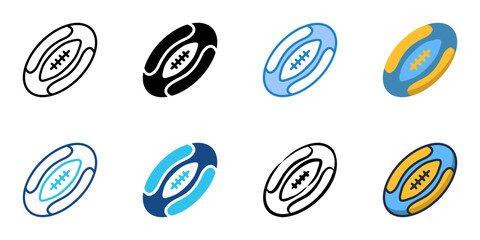 Fototapeta premium Rugby Ball icon set multiple style vector collection 
