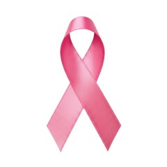 Pink ribbon symbol for breast cancer awareness isolated on white background