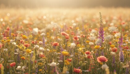 A mesmerizing floral landscape capturing the essence of a vibrant, sun-kissed meadow