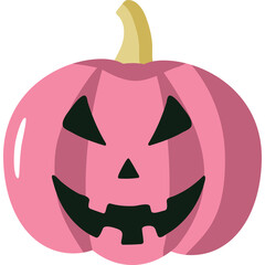 Spooky Pink Halloween Jack O Lantern Pumpkin With Dark Eyes Mouth And Stem On Transparent Background A Festive Seasonal Decoration For Autumn Celebrations And Holiday Events