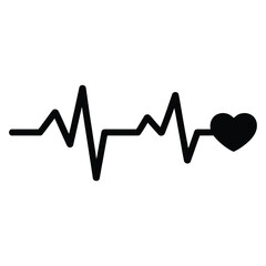Heartbeat line with heart isolated on, vector design