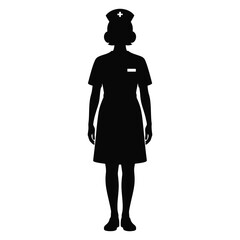 Silhouette of a nurse isolated on