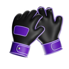 Black and purple 3d goalkeeper football gloves pair