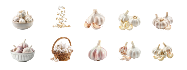 Collection of Garlic isolate on transparency background