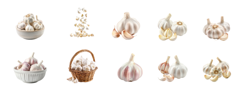 Collection of Garlic isolate on transparency background