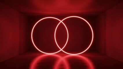 Neon circles overlapping in red room