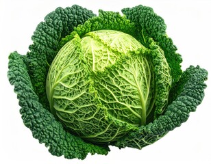 Wrinkled green Savoy cabbage