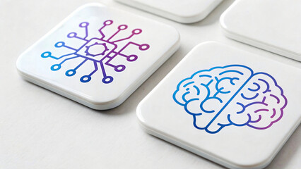 AI icons illustration symbolizing digital human mind concept