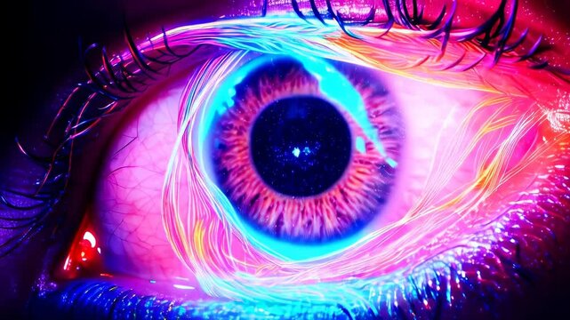 Cosmic Eye with Neon Colors and Galactic Pupil
