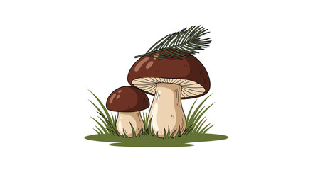 Delightful mushrooms with whimsical forest flair, perfect for culinary designs or children's illustrations offering a touch of woodland magic