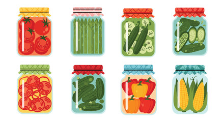 Delightful assortment of vibrant pickled vegetables in charming jars, perfect for farm-to-table lifestyle marketing and seasonal food promotions