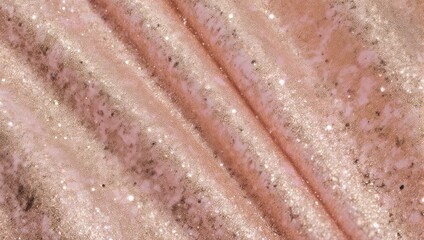 Fototapeta premium Close-up of softly draped, shimmering rose-gold fabric with sparkles, light and shadow