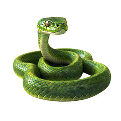 Fototapeta premium Vibrant green viper coiled, head raised, ready to strike