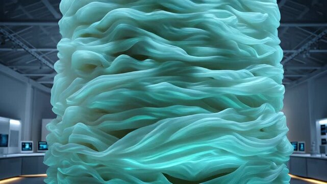 Futuristic Art Installation - A Glowing Cylinder in a Modern Gallery.