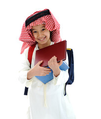 Arabic Middle Eastern school child with books