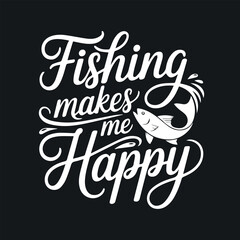 Fishing Makes Me Happy Script Design with Fish Icon