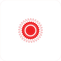 Intricate Red and White Circular Floral Pattern on White Background mandala
