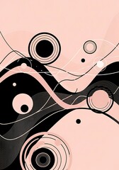 Elegant circular elements on flowing forms with a retro aesthetic