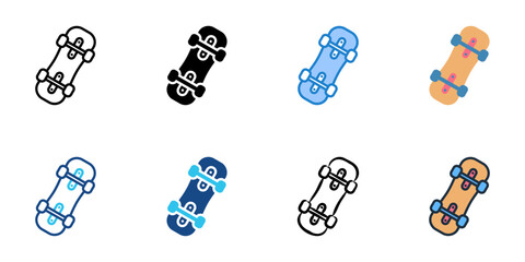 Skateboard icon set multiple style vector collection 