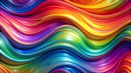 Vibrant abstract undulating waves of color create a glossy flowing dynamic composition