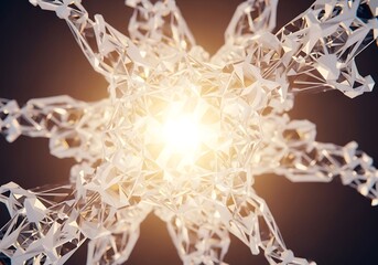 Illuminated crystalline fractal structure with dynamic geometric shapes