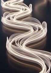 Illuminated Ribbon Path on Reflective Surface, Aesthetic Serpentine Flow