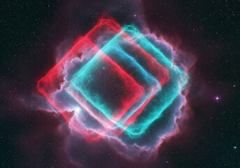 Interstellar square complex of nebula cloud in space, celestial backdrop