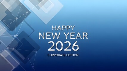Happy new year 2026 corporate edition with abstract geometric background