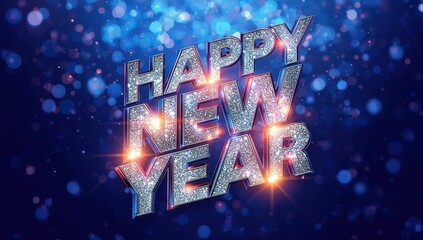 Sparkling New Year Greetings A Glittering Typography Design with Festive Bokeh Lights