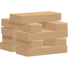 Stack of Cardboard Building Blocks with Transparent Background Ideal for Construction and Play Concepts