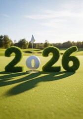 Golf Celebration for Year 2026 - Golf field display of year 2026, symbolizes future, sport, competition, achievement, and goals. Perfect for marketing, events, and celebrating golfing milestones