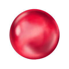 Red air balloon top view hand drawn illustration with soft shine. Round shape with highlight. Perfect for birthday party decor and holiday card design. Great for festive poster and joyful event.