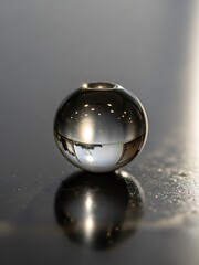 Reflecting Sphere on Smooth Surface Creating Captivating Mirror Effect