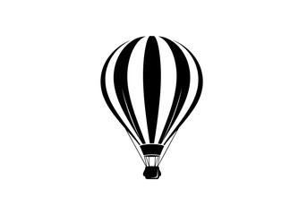 Obraz premium Black and white graphic illustration of a hot air balloon with vertical stripes