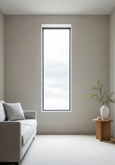 Serene interior scene features minimalist design elements and neutral tones