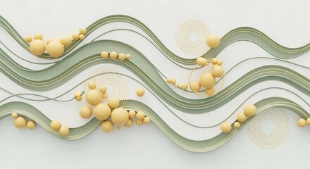Serene wave pattern with spheres and circles for elegant presentation