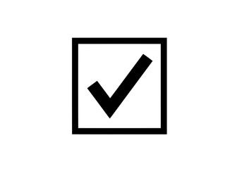 Simple black and white vector icon representing a checked box or a completed task, for easy integration