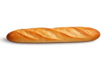 Freshly baked golden baguette, classic french bread with a crispy crust, a bakery staple on transparent background